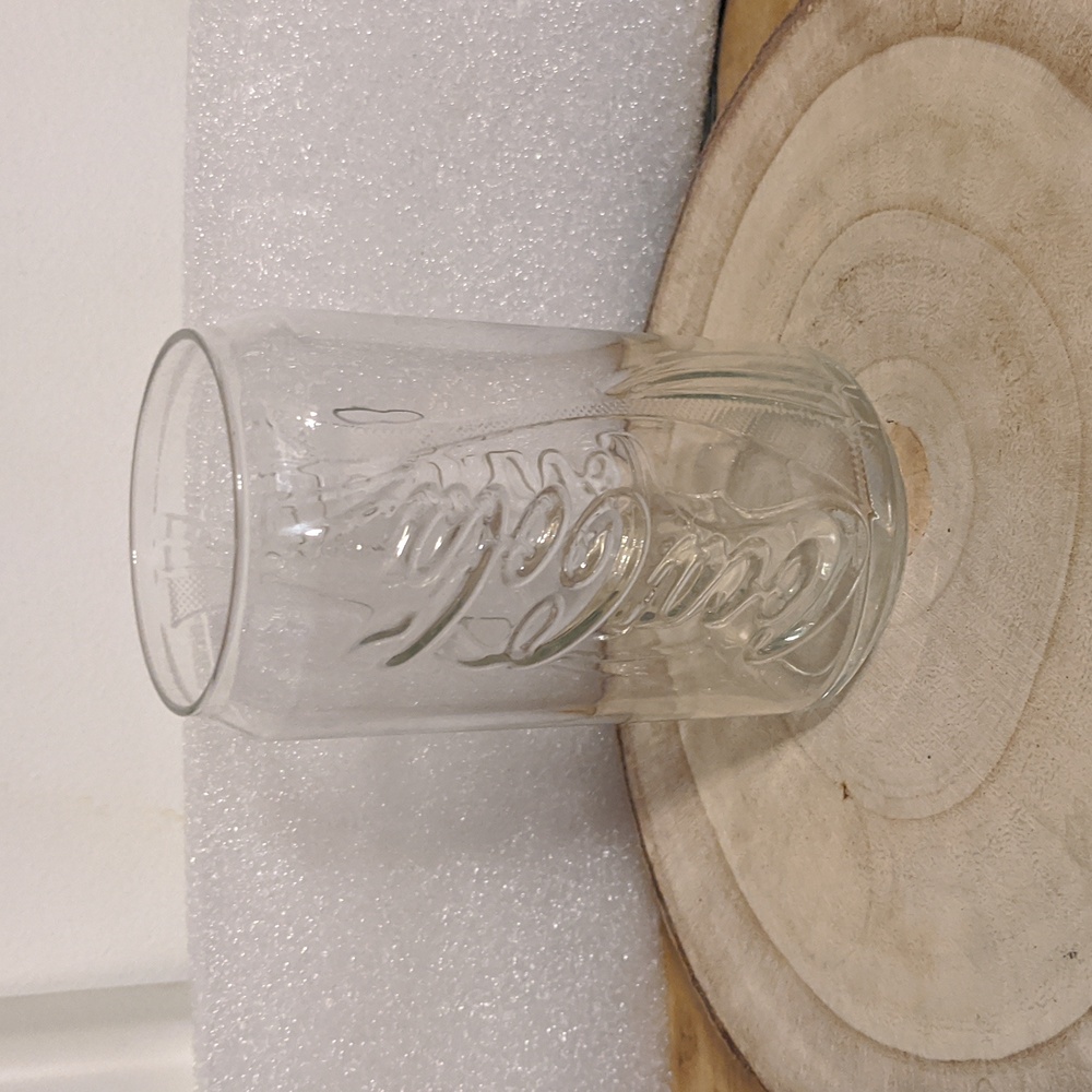 Vintage Coca-Cola Can Shaped Glass Cup 12 oz Clear See Thru 3D Logo